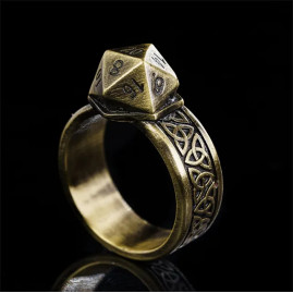 Gold Ring Ring With D20 Die...