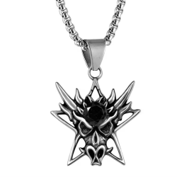 Silver Necklace Dragon Star...