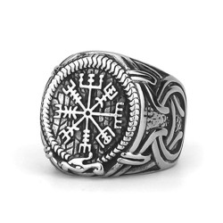 Silver Ring Vegvísir Ring LARP