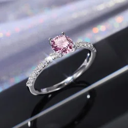 SILVER RING PINK BRILLIANT...