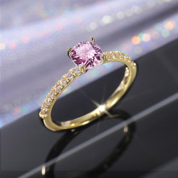 GOLD RING PINK BRILLIANT...