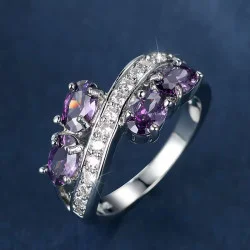 SILVER RING LILAC ZIRCONIA...
